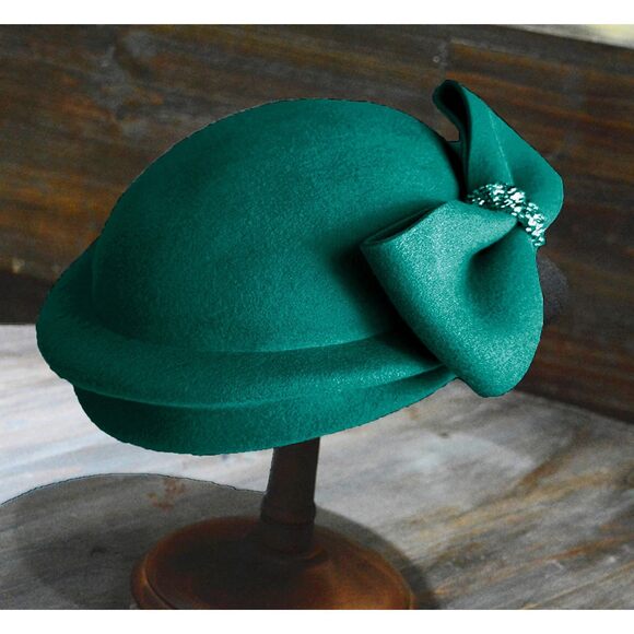 9294 Women Vintage 100% Wool Felt Flowers Bucket Cloche Bowler Hat Church